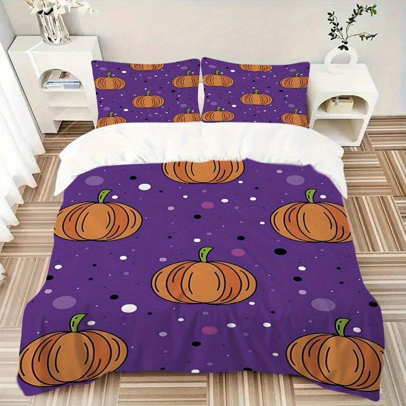 3pcs Pumpkin Pattern Bedding Set, Breathable and Soft, Suitable for All Seasons, Ideal for Home Use, Suitable for Bedroom Decor yy250821197