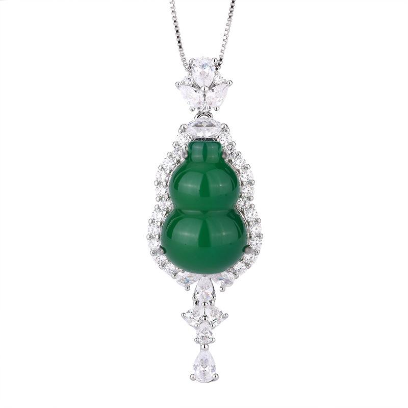 Chinese Jewelry Stud Earrings Imitation Chalcedony Gourd Ring Earrings Pendant Juice Necklace Women'S Set