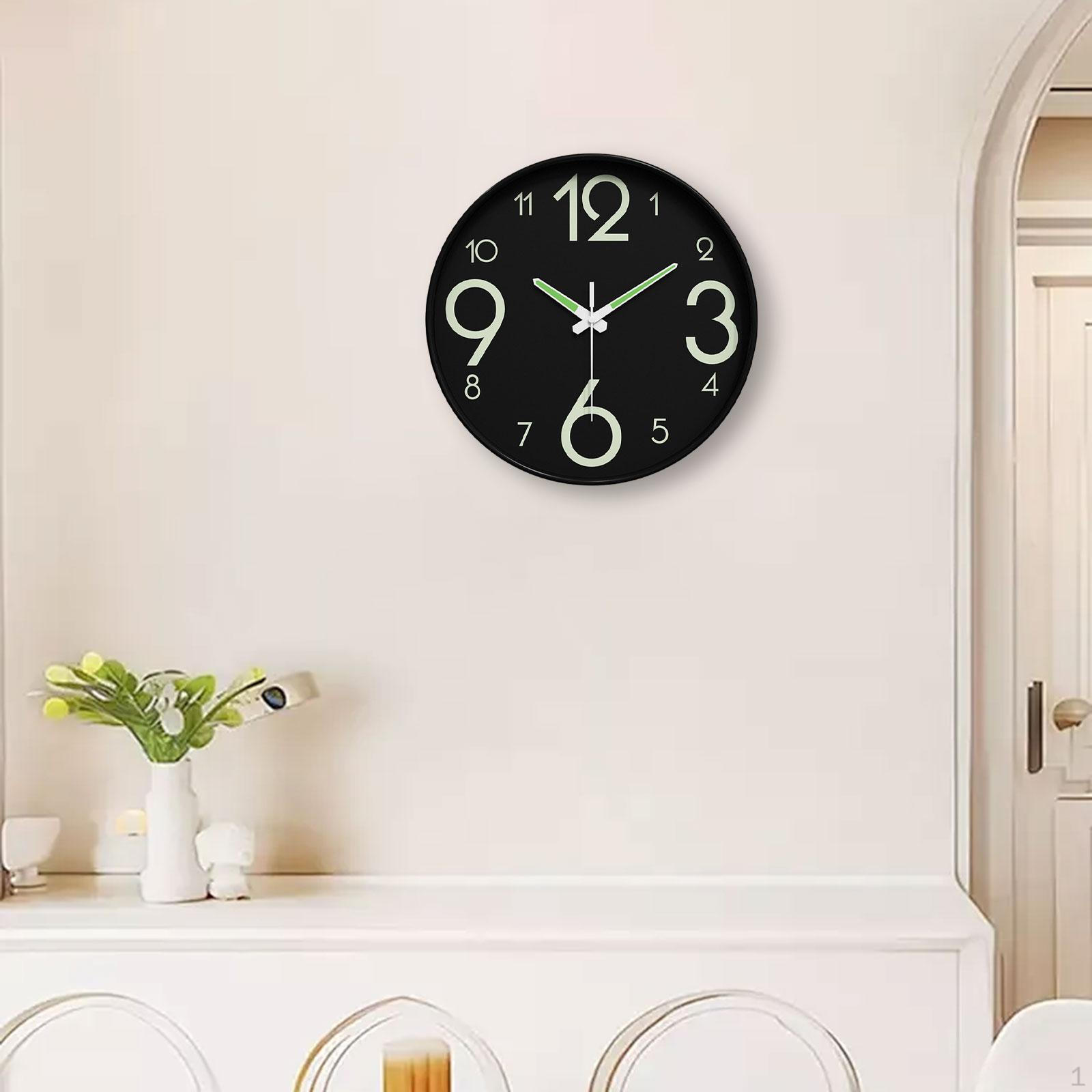 

Glow in The Dark Clock Decorative Hanging Timepiece 30cm Night Light Wall Luminous Numbers for Style E
