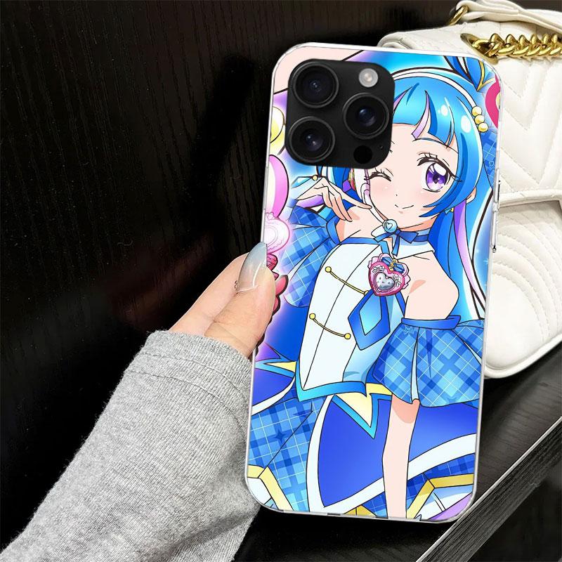 Pretty Cure Anime Case for iPhone 17 Air 16 16E 15 14 11 Pro Max Soft Phone Cover 12 13 Mini 7 SE 2020 8 Silicone Black Capa