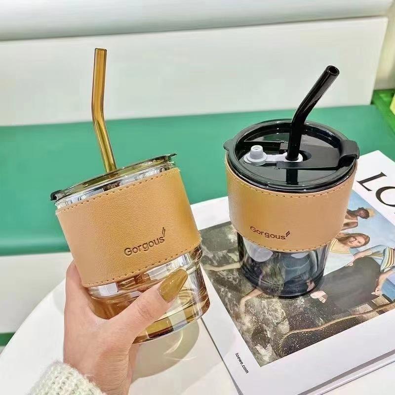 Creative High-Value Bamboo Cup Straw Glass Women'S Feng Shui Cup Portable Office Cup Coffee Cup