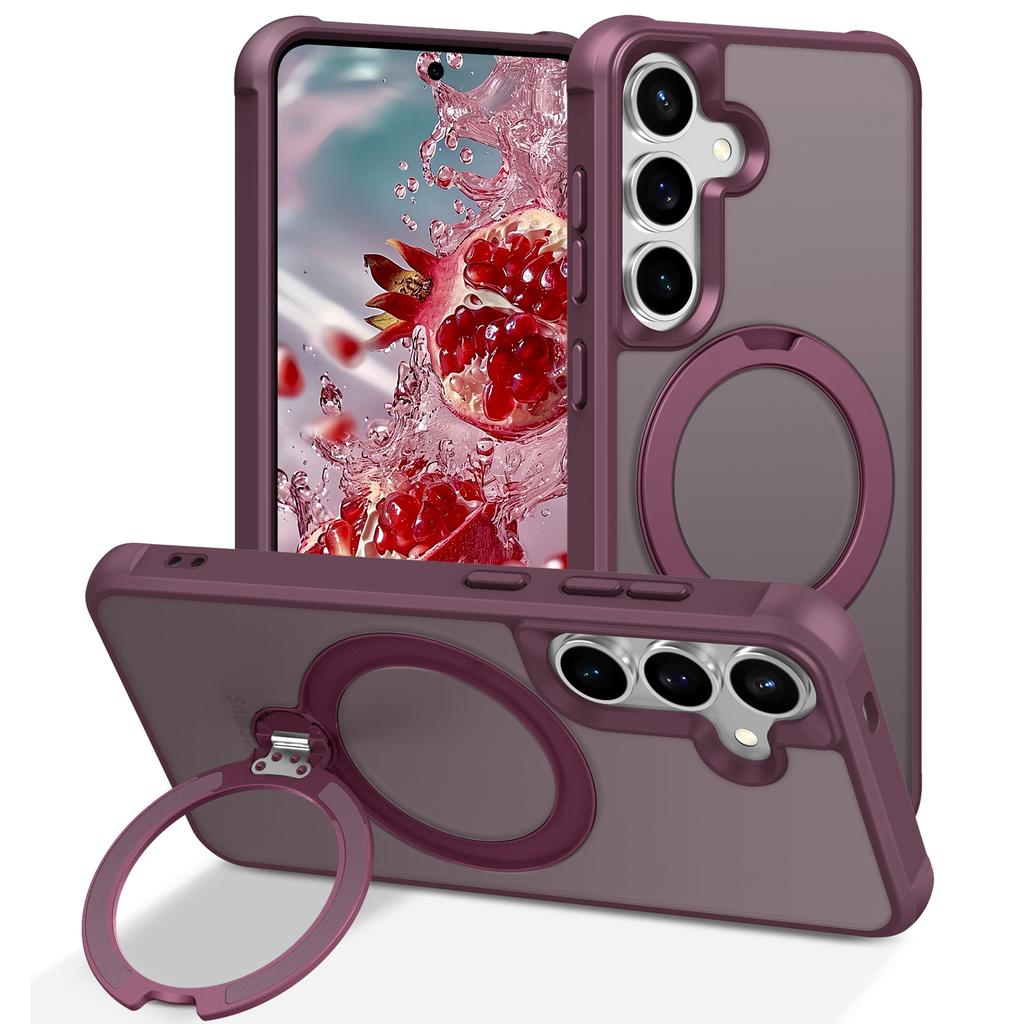 For Samsung Galaxy S24+ Magnetic Case Kickstand TPU PC Shockproof Phone Back Cover