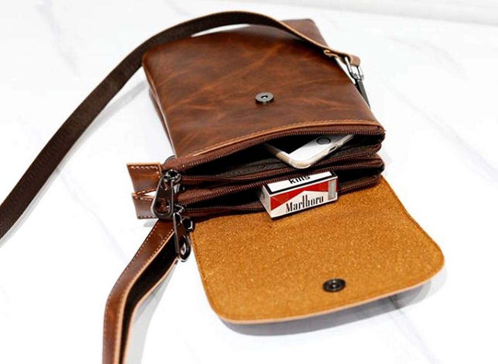 ZAZALAND Mini Bolsa de Ombro com Cinto Removível Bolsa Marrom, Alça, 2 Vias, Couro,