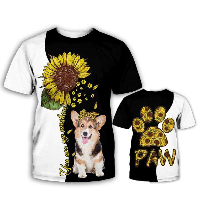 

HX Pet Sunflower Design T-shirts 3D Printed Short Sleeve Tops Men Clothing Women Caaual Tops Unisex Paw Design Tees S-7XL
