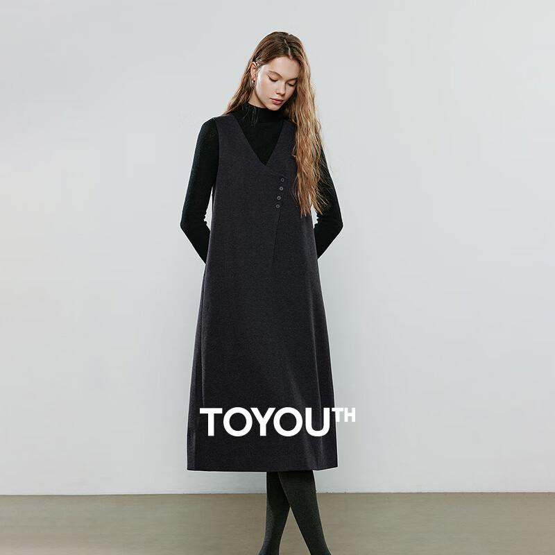 

Chuyu Women s Retro Commuter Wool Blend Pinafore Dress S