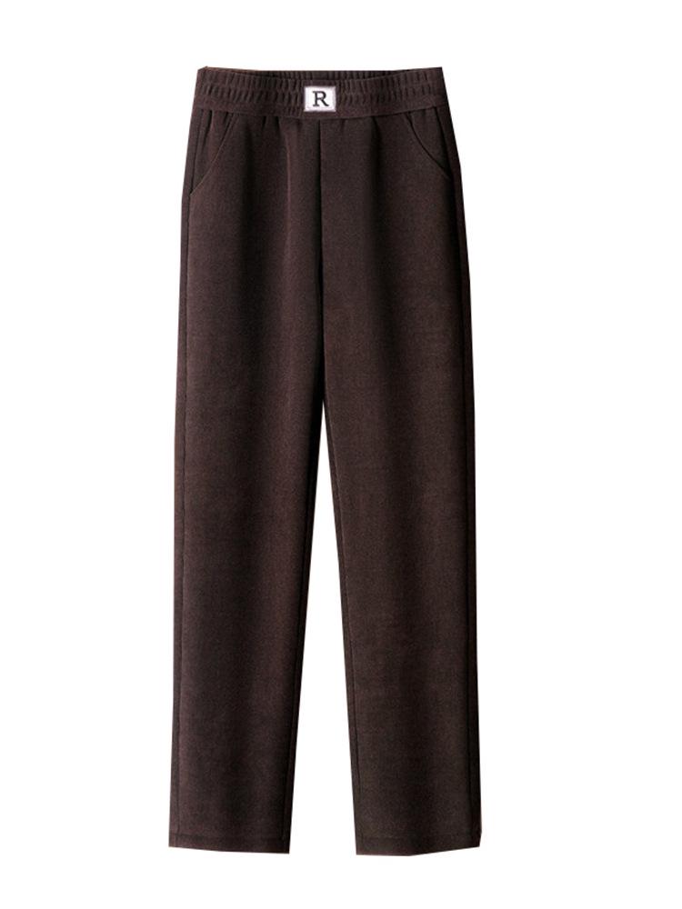 Mom's Fleece-Lined Cotton Pants, Thickened Straight-Leg, Warm Autumn/Winter Trousers for Middle-Aged/Elderly Women.