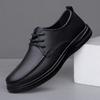 Men's Black Casual Business Shoe Fashionable Round-Toed Soft-Soled Lace-Up Shoe Anti-Slip  Breathable  Lightweight Walking Shoes