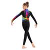 Leotard da Ballo da Bambina a Maniche Lunghe con Paillettes e Strass, Lucido, Full Body, Zip Invisibile Posteriore
