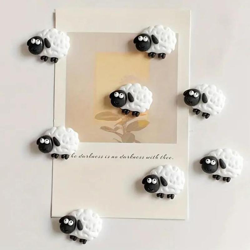 Cute Sheep Fridge Magnets Cartoon Animal Refrigerator Magnets Resin Magnetic Stickers for Home Kitchen Whiteboard Decor KidsGift