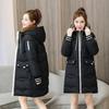 Abrigo de invierno para mujer, abrigo acolchado de algodón de manga larga con capucha, abrigo grueso holgado con cremallera de longitud media, prendas de vestir, chaqueta, ropa de calle