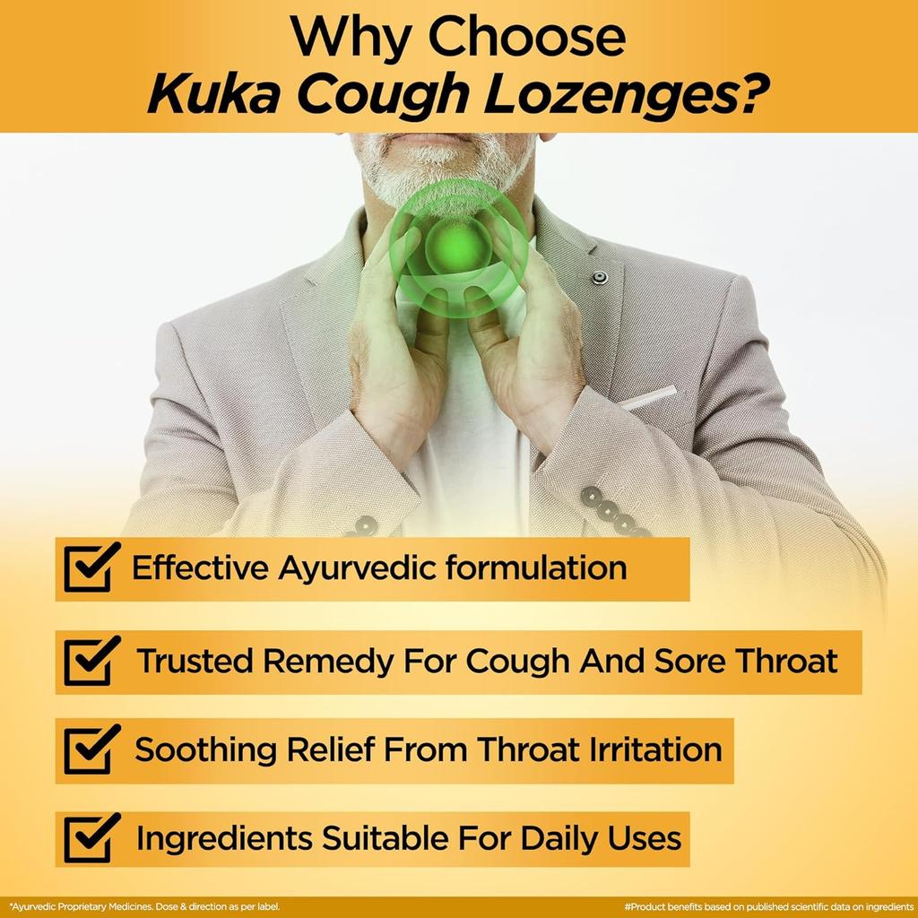 Multani Kuka Tulsi Ginger Herbal Lozenges (8x6-Strip) Breath Freshening Drops Travel Friendly
