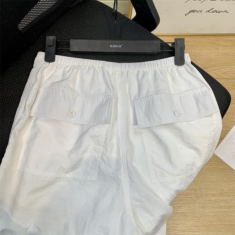 Summer New White Loose Wide Leg Pants Women Casual Straight Plus Size Pants Female Solid Elegant Drawstring Office Lady Trousers 24291