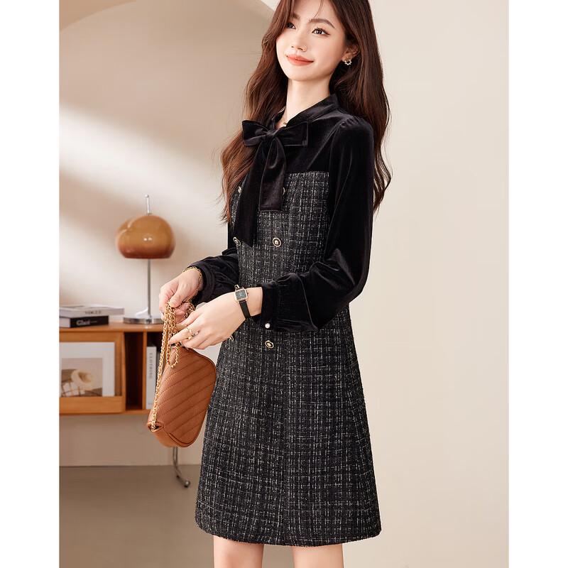 Si Shui Nian Hua Elegant A-Line Long Sleeve Mini Dress