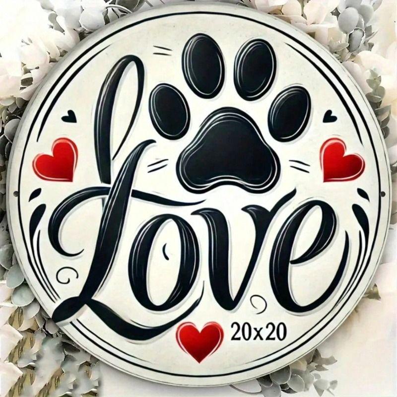 Metal Wall Art Heart Paw Print Dog Cat Owner Gift
