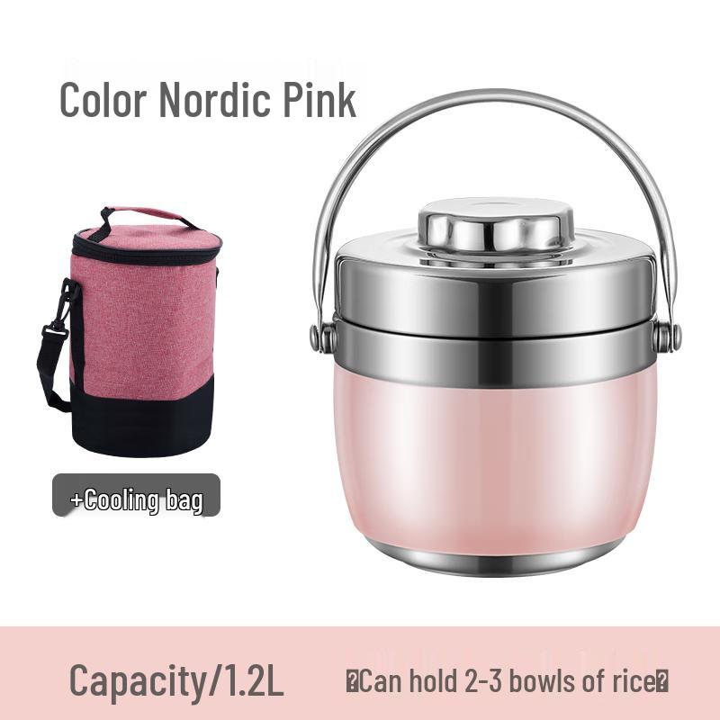 Portable 304 Stainless Steel Double-Layer Insulated Lunch Box