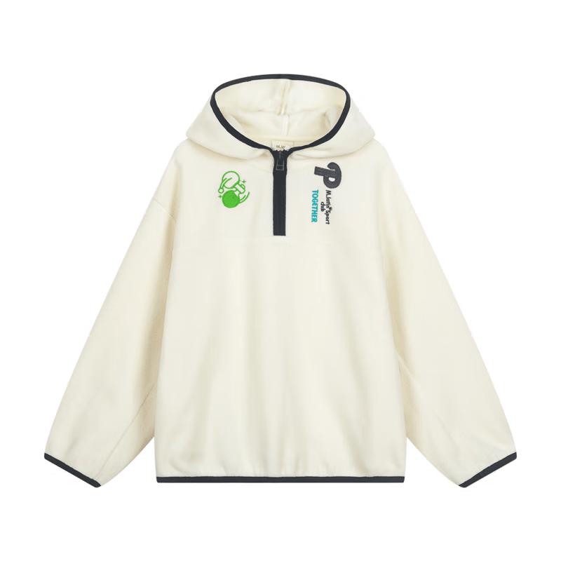 M.Latin 2024 Winter Unisex Kids Hooded Sweatshirt 160 cm грязно-белый