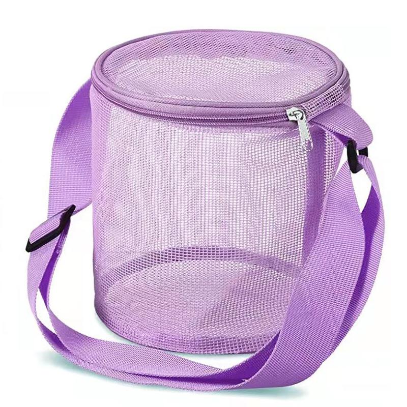 New children's mesh shell storage bag, beach three-dimensional circular sand bucket, toy sorting and collection bag