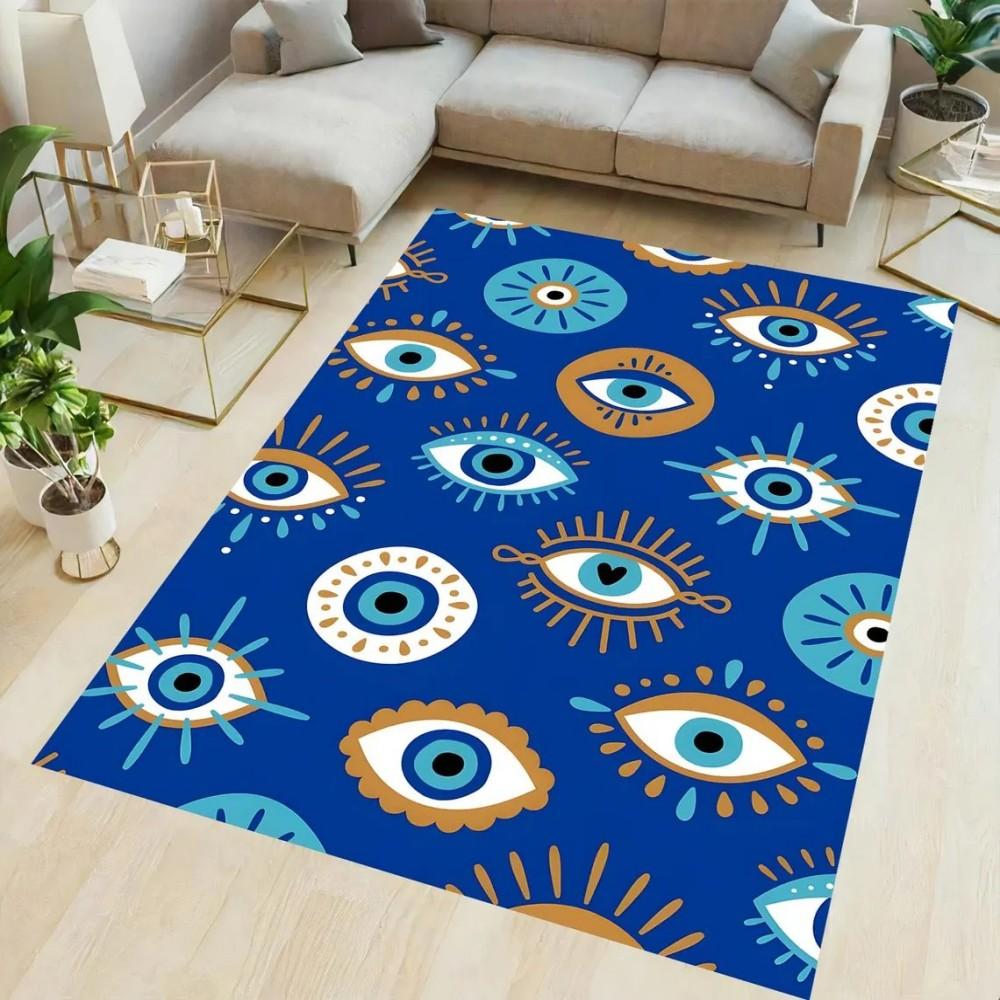 Evil Eye Print Area Rugs Non-slip Floor Mat Living Room Bedroom and Home Decor Doormat Machine Washable Kitchen Carpet