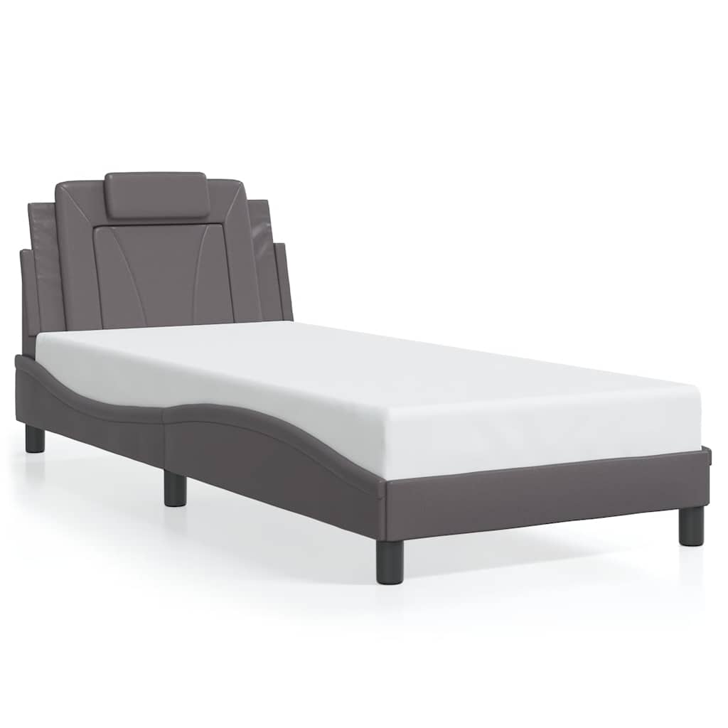 Viana  Bed Frame without Mattress Gray 80 x 200 cm Faux Leather