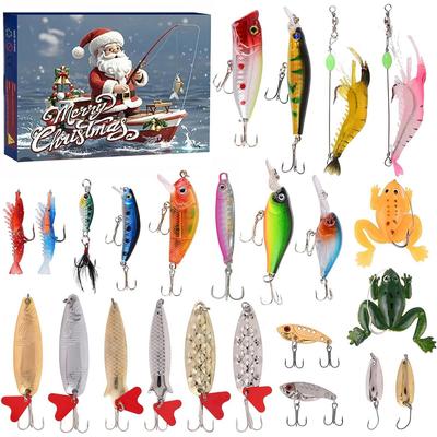 Fishing Advent Calendar 2025 Adult Men Teen Boys 24 Days Christmas Countdown Advent Calendar Fishing Lure Baits Tackle Set