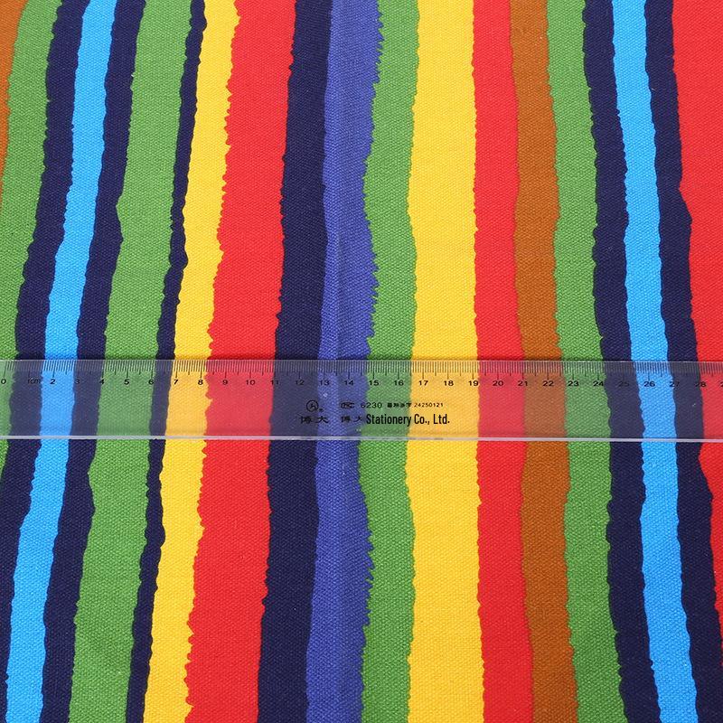 Ethnic Style Rainbow Striped Cotton Canvas Fabric for Curtains, Sofa Covers, Tablecloths