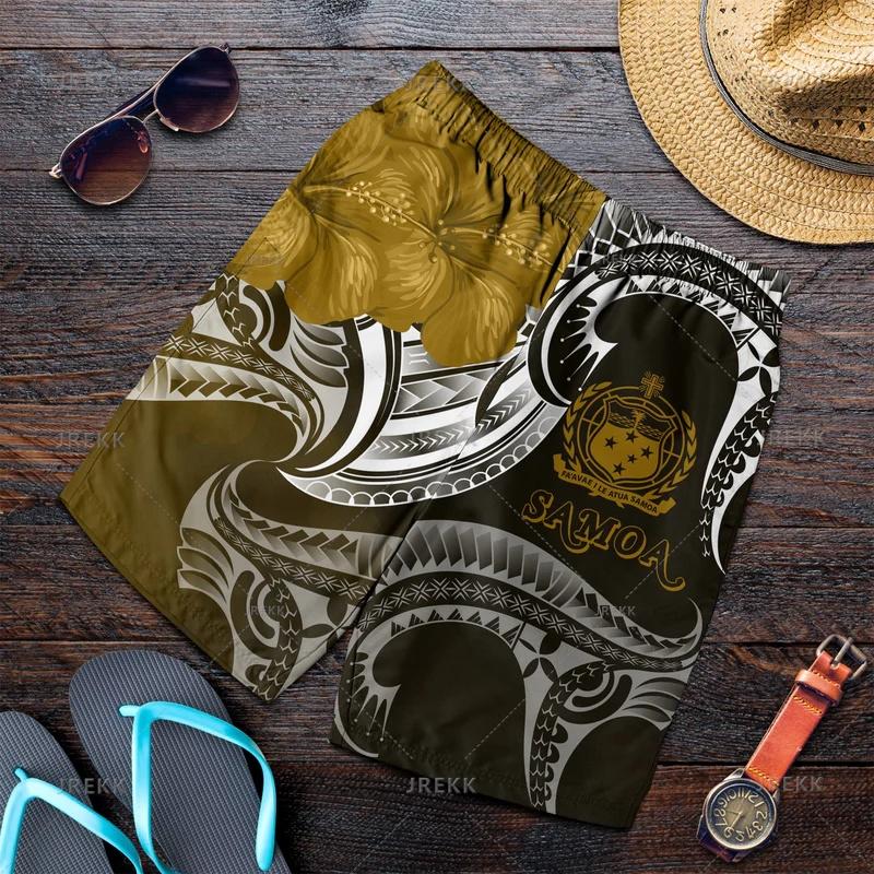 New Harajuku 3D Samoa Emblem Print Beach Shorts Fashion Streetwear Board Shorts Unisex Cool Swimming Shorts Men Swimming Trunks