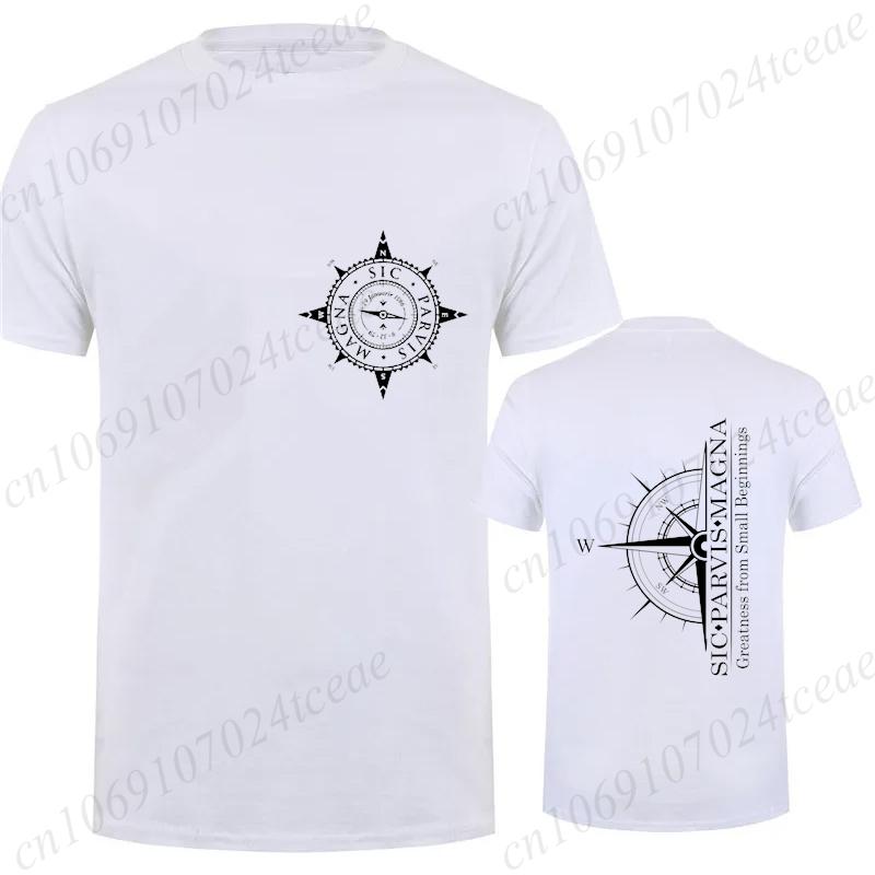Magna Sic Parvis Print Graphics T Shirt Men Clothing Short Sleeve T-shirt Uncharted Adventure Trip Compass Men Streetwear Tshirt