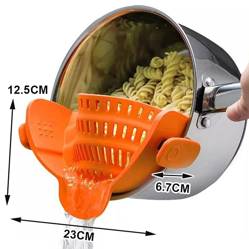 1Pc Adjustable Silicone Clip On Strainer For Pots Pot Strainer Kitchen Pot Strainer Handheld Drainer For Noodles Pasta