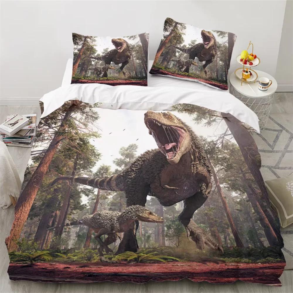 3D Dinosaur Printed Duvet Cover King Twin Queen Double Size Kit UltraFine Fiber Pillowcase New  Bedspread
