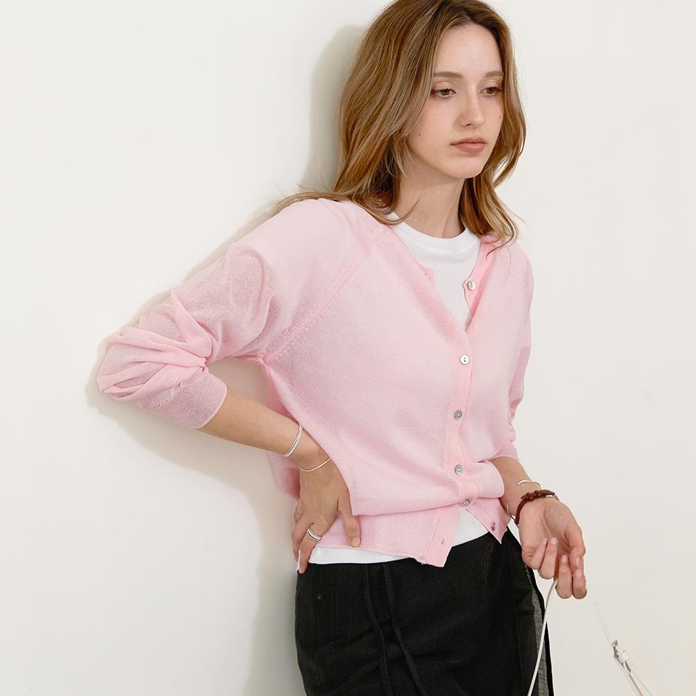 KELLY DONAHUE Breeze Color Round Cardigan Pink