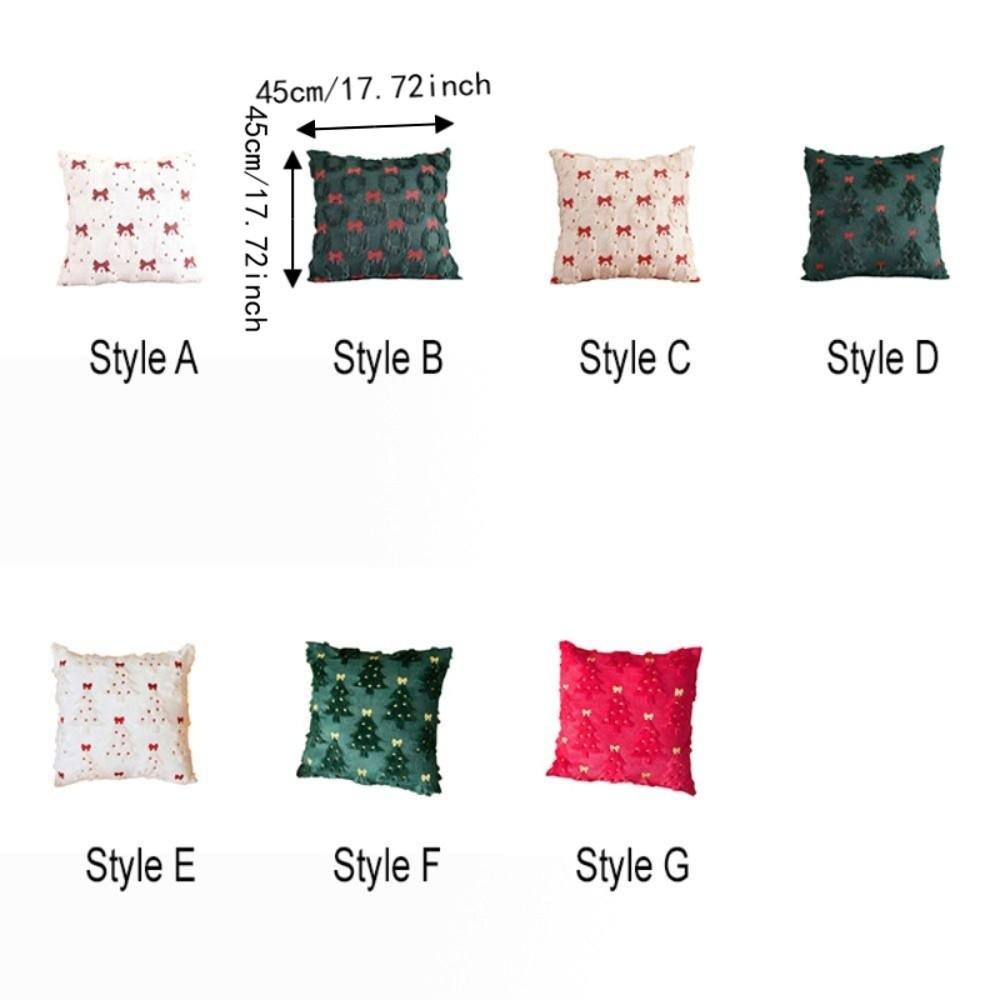 Plush Christmas Decorative Cushion Cover Christmas Tree Wreath Pattern Embroidered Sofa Cushion Slipcover Square Hidden Zipper