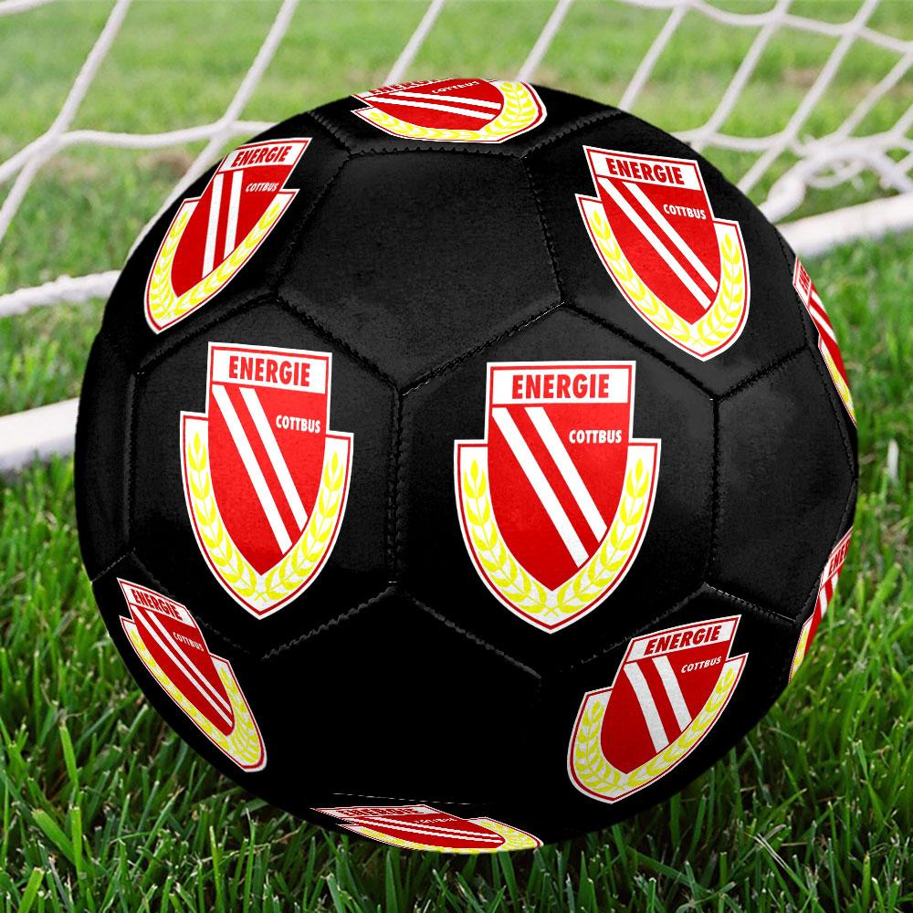 Energie Cottbus Logo Size 5 Soccer Ball, Machine-Stitched PVC, Durable & High Bounce, All Ages Fit, Fan Merchandise, Matches & Outdoor Use.