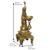 Antique Finish Decorative Handcrafted Brass Peacock Showpiece Diya With Bell And Stand, 13 Cm, 26 Cm, 9 Cm