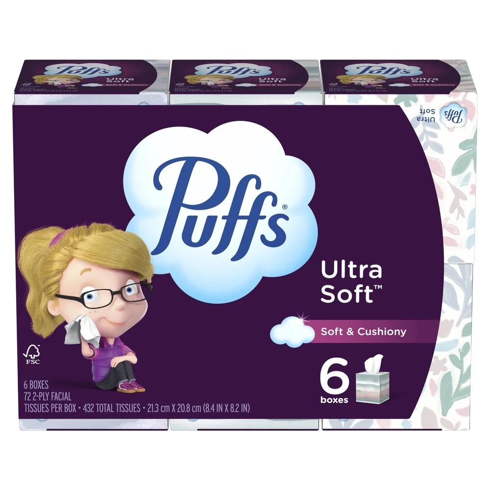Ultra Soft Mega Facial Tissues 6 Cube Boxes 432 Sheets Non Lotion 2 Ply Gentle on Skin Ideal Sneezes Cold