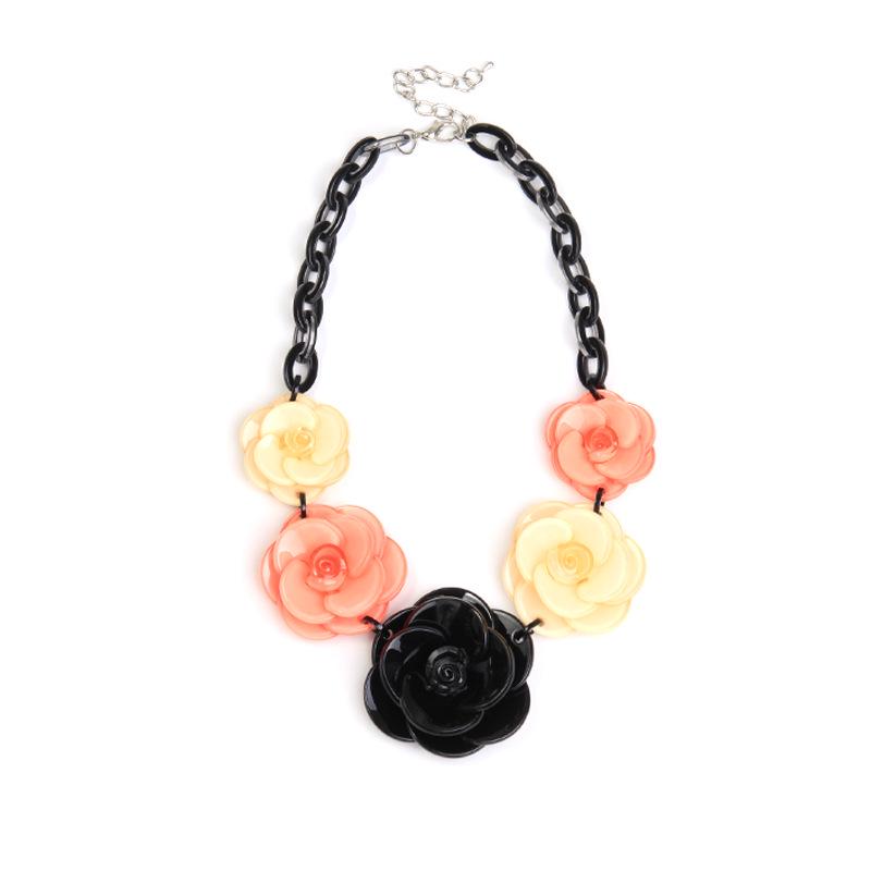Bohemian Acrylic Flower Necklace - Colorful Rose Sweater Chain