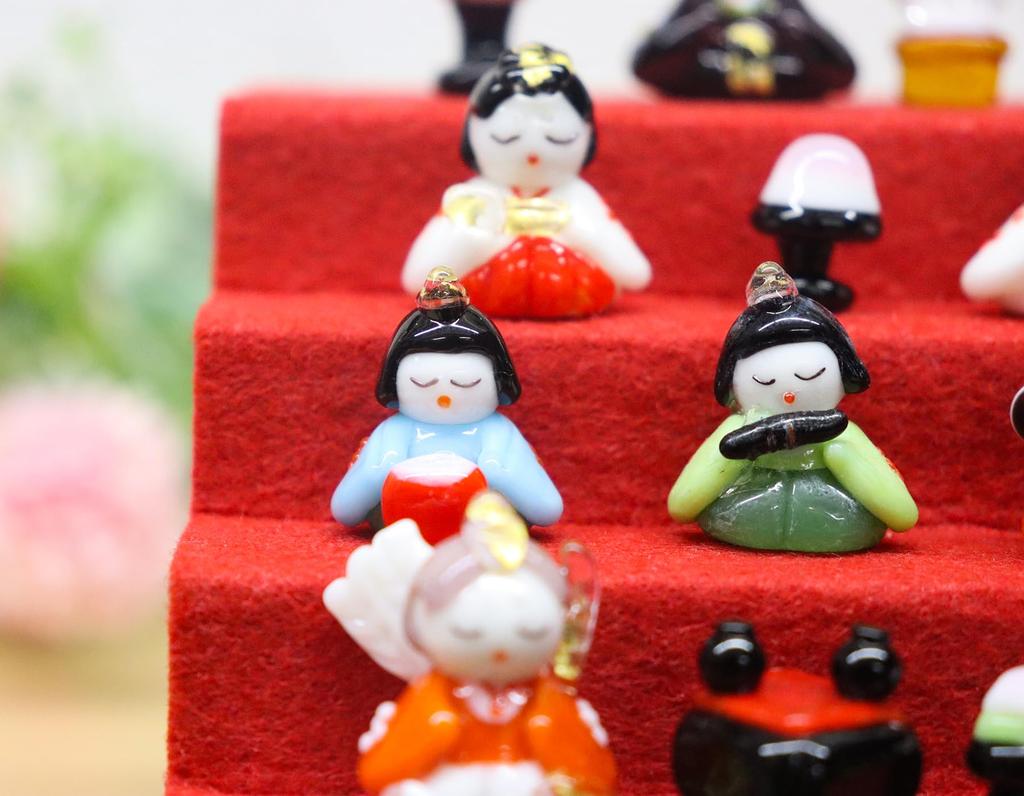 Glasquadrat Niedliche Glas Hina Puppe Fünf Musiker Taiko Klein