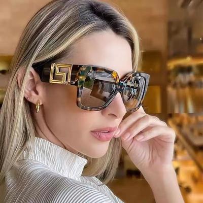 Γυναικεία γυαλιά ηλίου με τετράγωνο παχύ σκελετό Γυαλιά ηλίου μεγάλου μεγέθους Lunette γυναικεία πολυτελή μάρκα γυαλιά ηλίου Hollow Out Vintage μη πολωμένα γυαλιά