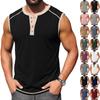 Men Sleeveless Henley Shirt Casual Athletic Tank Top Button Front Muscle Fit Summer Workout Shirt for Outdoor Sports