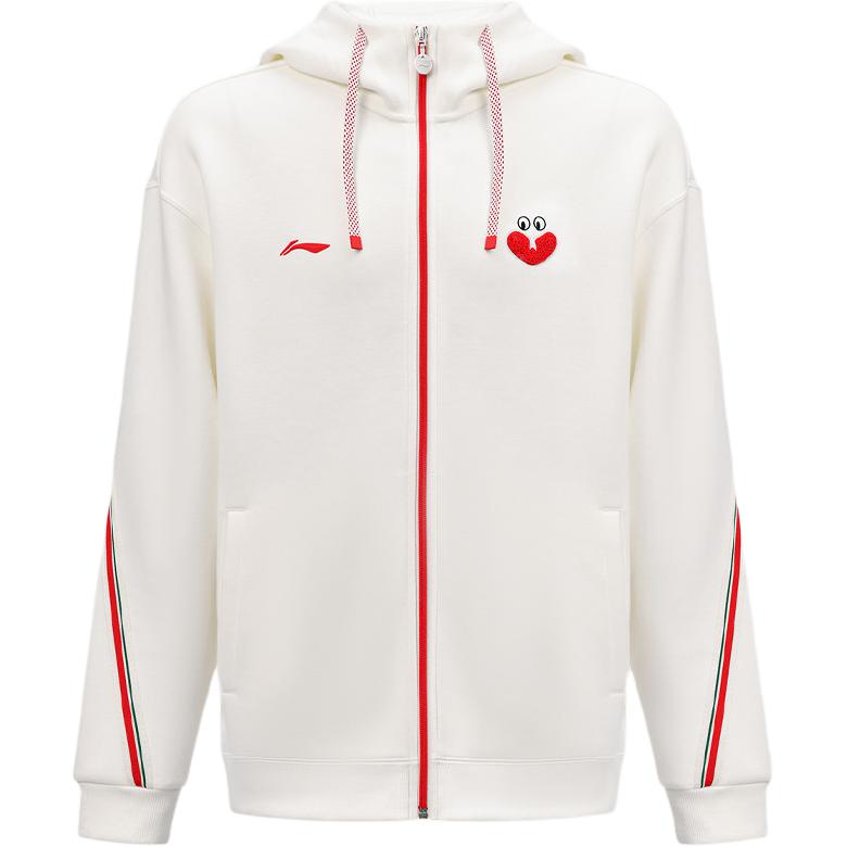 

Li Ning Толстовка на молнии с капюшоном, цветной блок, удобная, дышащая, универсальная, кардиган, унисекс, молочно-белый, AWDVBH71-1 L