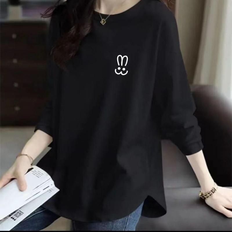 Pure Cotton Spring and Summer Thin Sweet T-shirt Fashionable Bottoming Shirt for Women New Long-sleeved Top