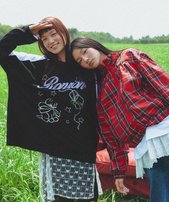 RONRON Colored Crayon Cat Long Sleeve Black