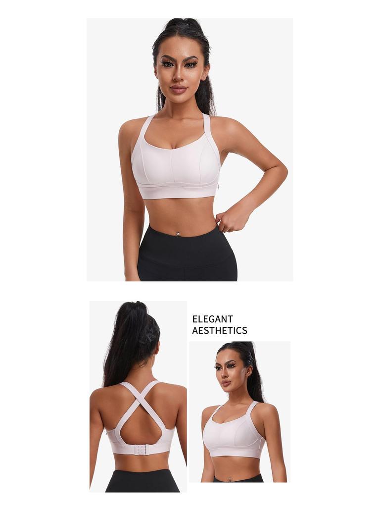Women's Shockproof Sports Bra for Running and Yoga - Wire-Free, Side Support, Beautiful Back Design