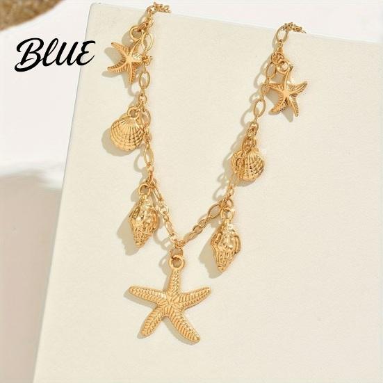 Holiday Style Necklace Summer Beach Necklace Shell Conch Starfish Charms