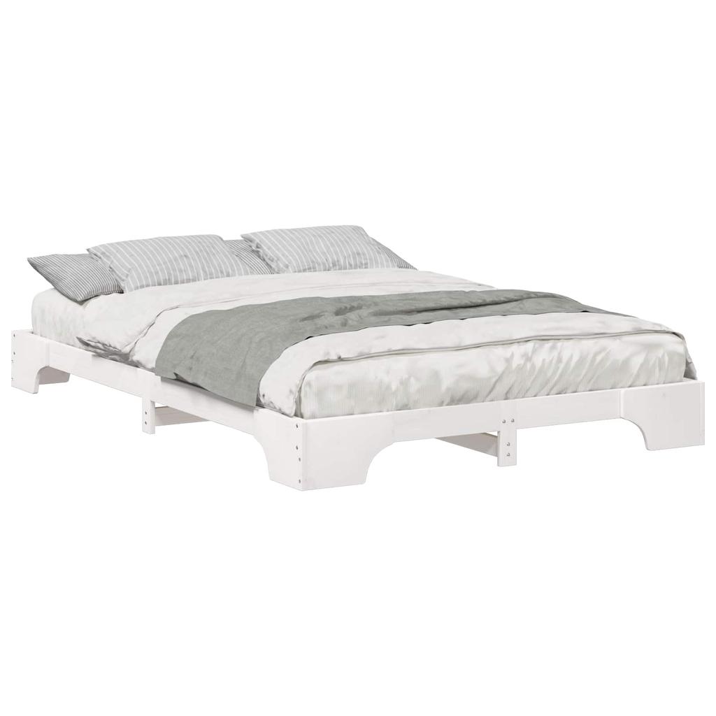 Bed Frame White 140 x 220 cm Solid Pine Wood