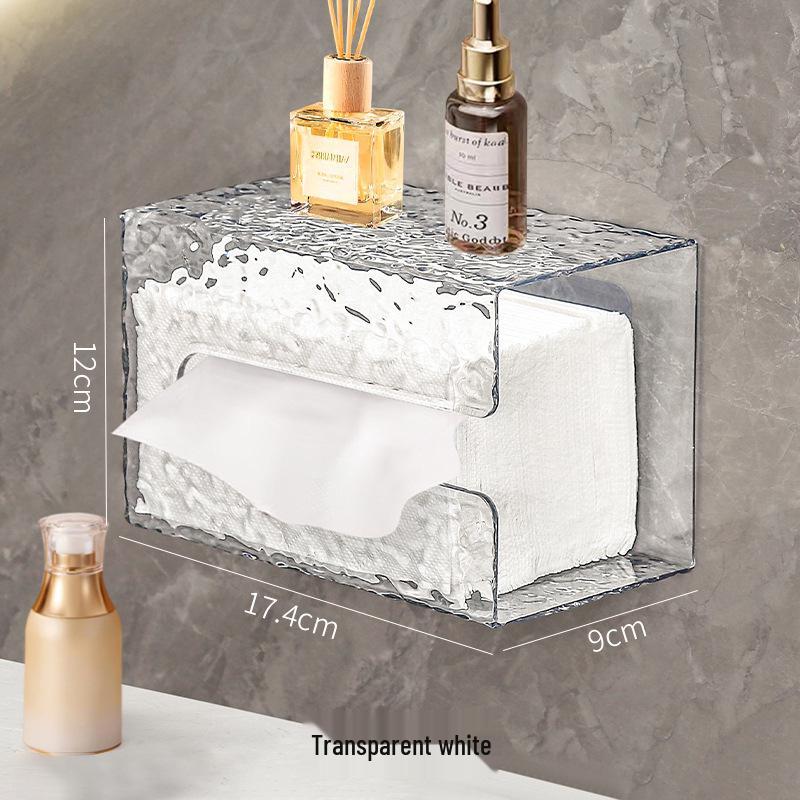 Glacier Pattern Wall-Mounted Tissue and Washcloth Storage Box for Bathroom/Kitchen прозрачный белый