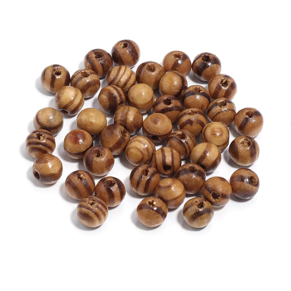 20-300pcs/Lot Natural Pine Wood Beads Round Stripe Spacer Ball Bead for DIY Bracelet Necklace Jewelry Making Accessories