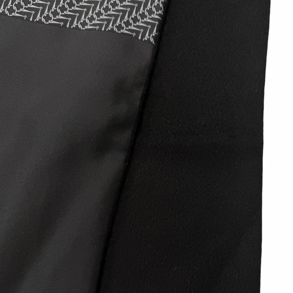 Great HERMES Scarf Metal all-over print fringe shawl black silk mens Used
