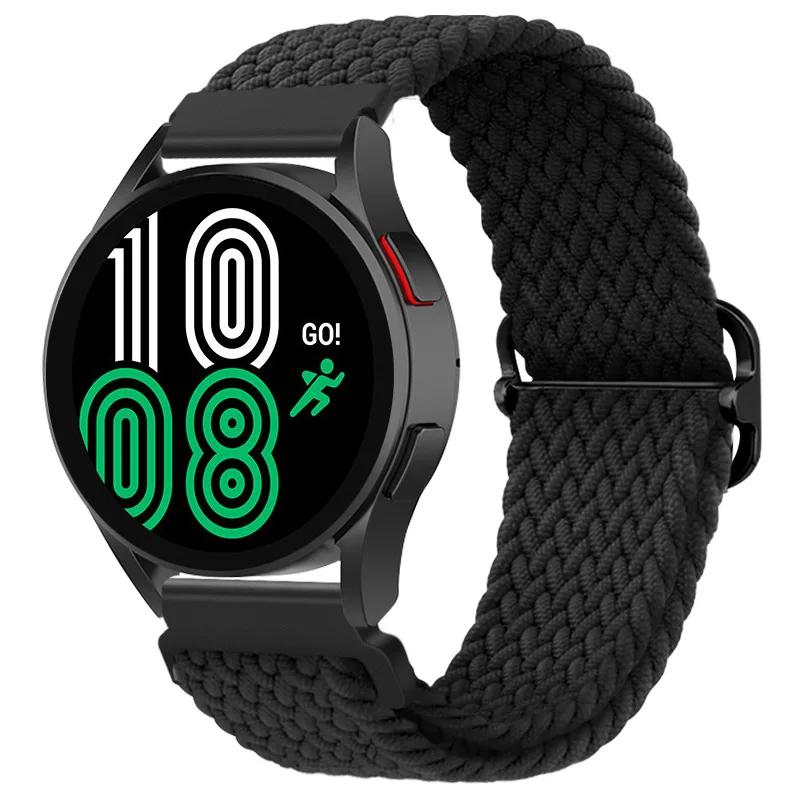 20mm Braided Solo Loop Strap for Samsung Galaxy Watch 6/5/4 44mm 40mm/Classic 47mm 43mm 46mm42mm Nylon Bracelet Watch 5 Pro 45mm