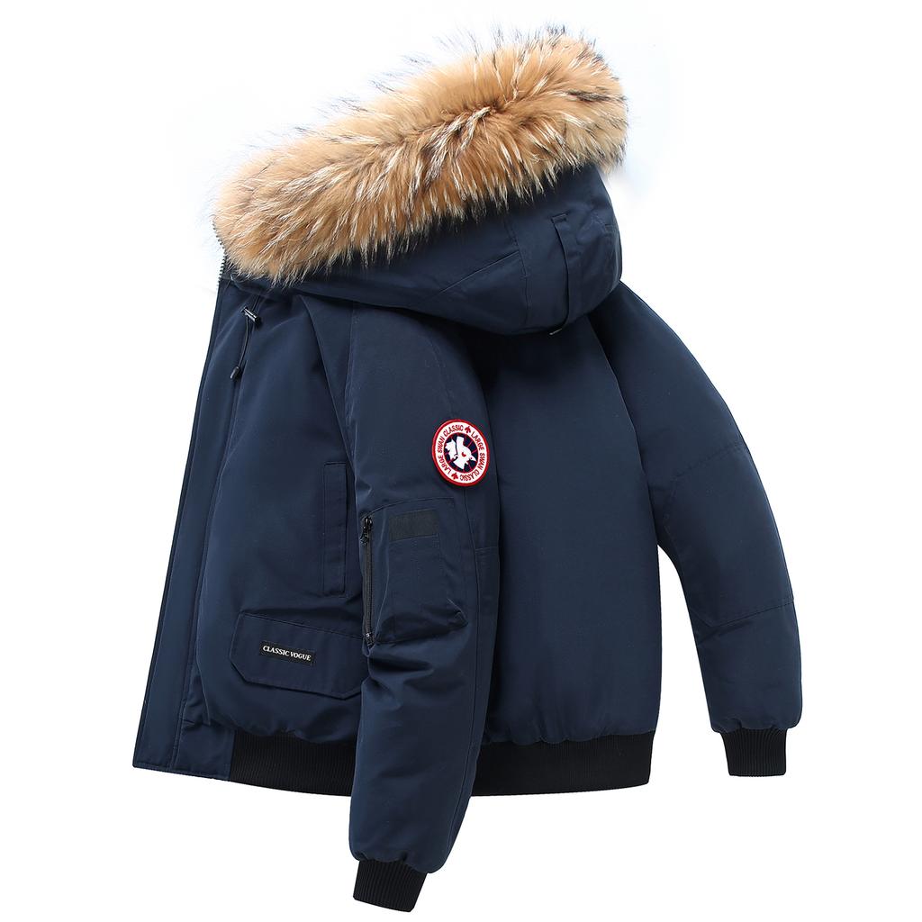 Mantel Herren Winter Arbeitskleidung Parker Mode Dicke Pelzkragen Daunenjacke