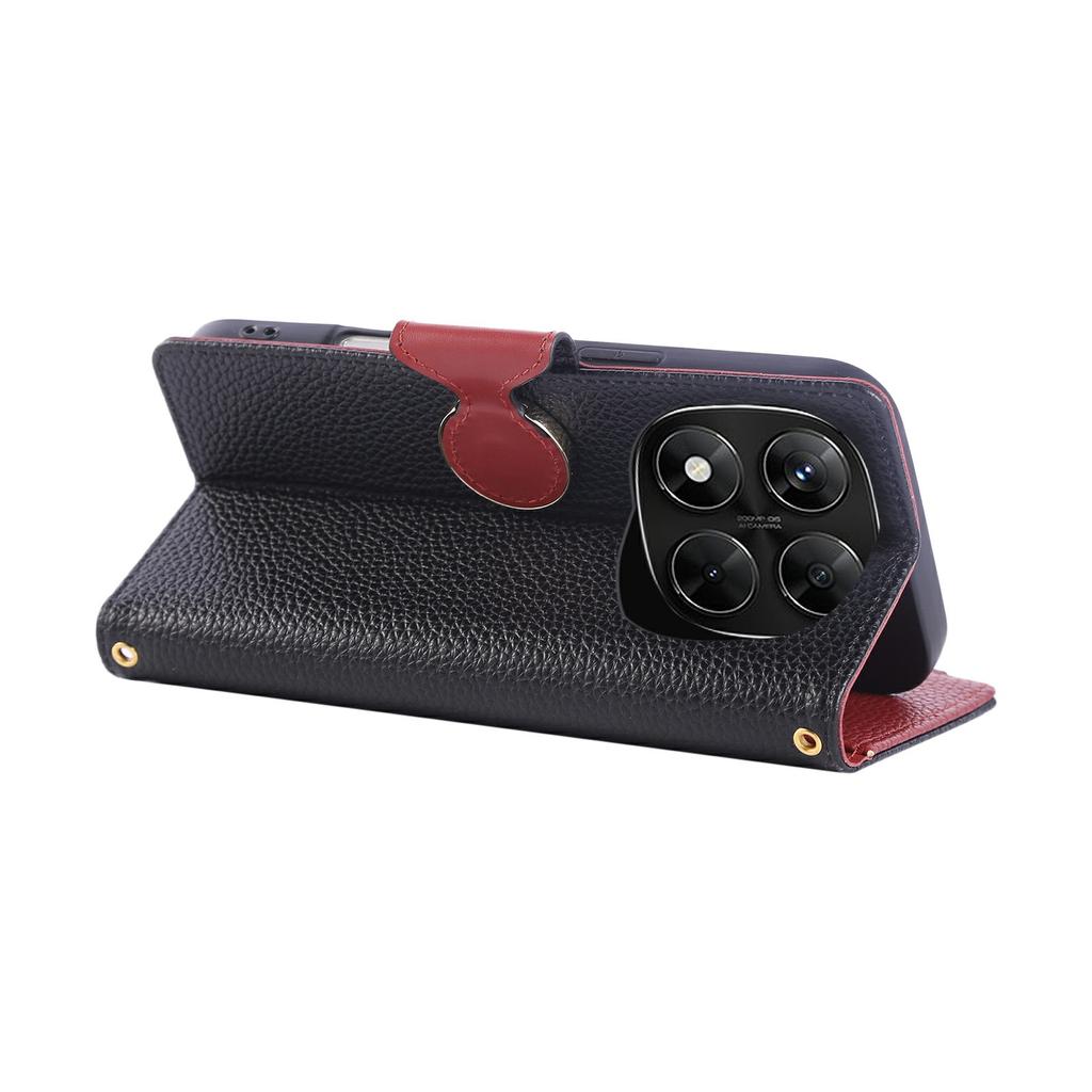 Etui Na Telefon Dla Xiaomi Redmi Note 14 Pro 5G/Note 14 Pro+ 5G/Poco X7 5G , Skórzane Etui Portfel Z Zamkiem Błyskawicznym Z Paskiem Na Nadgarstek